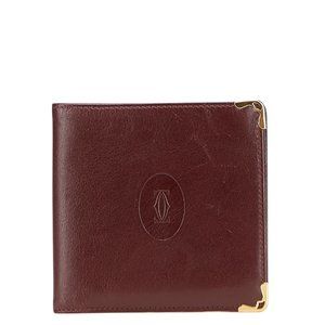 Cartier Must Line Bifold Wallet Wine Red Bordeaux Leather Women's CARTIER